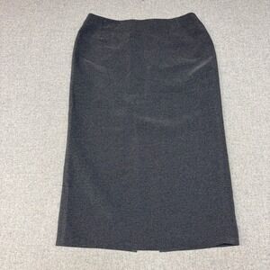 Unbranded | Textured Pencil Midi Skirt | Size 56 | Charcoal Gray | Kick Vent